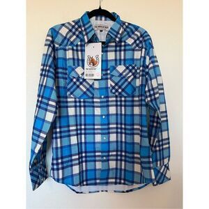 NWT American West Button Up Western Shirt Blue Heck